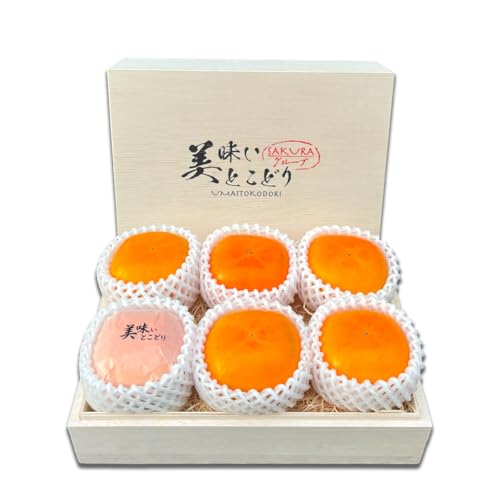 美味いとこどり 柿 6玉 木箱 和歌山県産 産地直送 柿 贈答用 渋抜き済 野菜ソムリエが選別 ギフト 贈り物のサムネイル