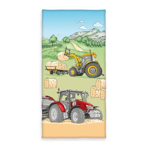 Herding Klaus GmbH Traktor Velourstuch, Mehrfarbig, 75 x 150 cm