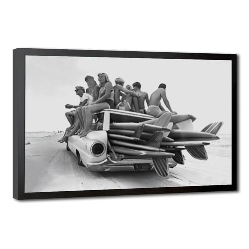 Poster rétro noir et blanc toile 61x91 cm pour déco de chambre