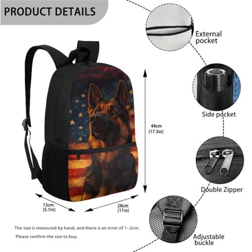 Cozeyat American German Shepherd Backpack for Boys 8-12 with Lunch Box Lightweight Teen Bookbag for Boys Ages 12-14 Large Capacity Boys School Bag Set 4 in 1 Children Casual Daypack Rucksack4