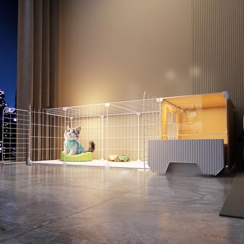 猫ケージ 2/3 段選択可能 引き出し式トイレ付き 掃除しやすい 飛散軽減 取り外し可能 組み立て簡単 脱走防止 頑丈 ワイド扉 収納機能 屋内飼いに最適 多頭飼い 留守番 保護 特大空きスペース キャットゲージ (140*35*35)