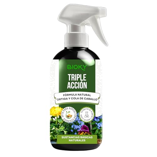 Bioky Triple Acción 1L – Spray Purín de Ortiga + Cola de Caballo para Plantas – Listo para Usar – Efecto Insecticida, Acaricida y Fungicida – Sustancias Básicas en Agricultura Ecológica