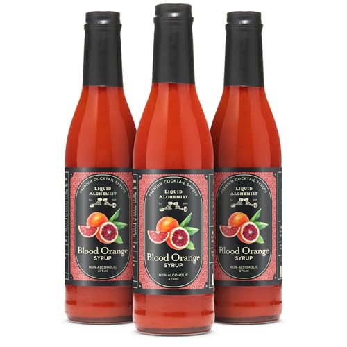 Image of Liquid Alchemist Blood Orange Syrup for Cocktails - Real Ingredients Make our Blood Orange Puree a Perfect Margarita Mixer - Small Batch, Non-GMO, Vegan Drink Mixer | 12.7 Oz, Pack of 3