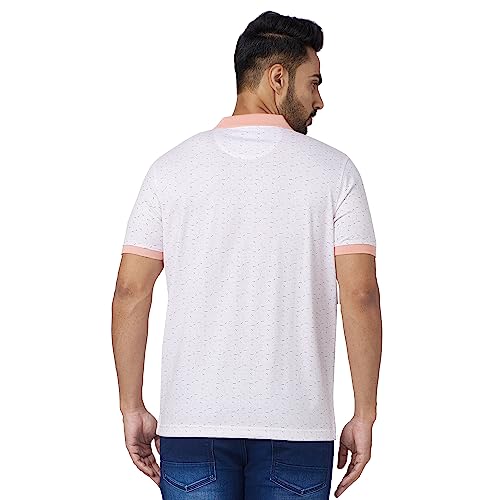 Image of Park Avenue Men's Cotton Polyester Blend Print Pattern Slim Fit Rib Collar Polo Neck Half Sleeve Casual T-Shirt