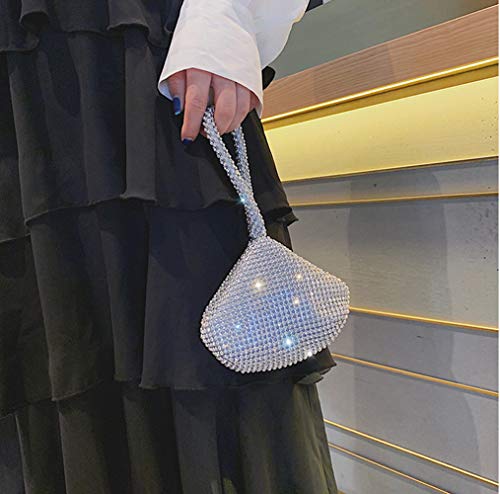 TOPCHANCES Women's Triangle Bling Clutch Purses and Handbags, Rhinestone Evening Bags and Clutches for Women Gilrs (Silver)