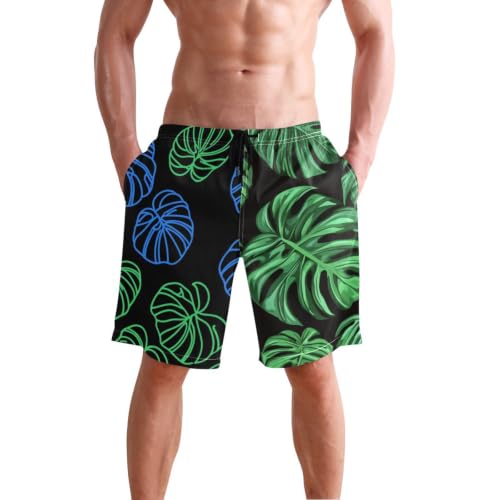 Short de bain pour homme 20,3 cm long avec motif Monstera vert