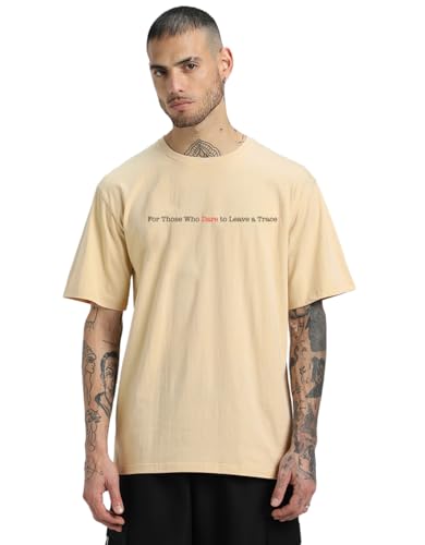 Image of Veirdo Cotton Drop Shoulder Round Neck Oversized Baggy Fit Front & Back Graphic Printed Half Sleeve T-Shirt Men (Available in from S to 2XL)