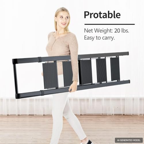 Image of SOLADDER 5 Step Ladder, Folding Step Stool, Lightweight Stepladder, Black | Reach 10ft;Anti-Slip 7.9'' Wide Pedal;Portable Handrail;Space-Saving;For Kitchen, Home, Library, Office Use;300lbs Capacity
