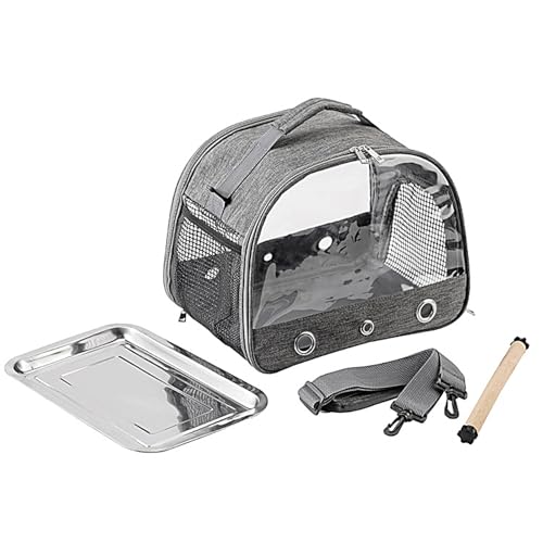 Bird Travel Carrier With Standing Perch And Stainless Steel Tray, Lightweight Breathable Parrot Cage, Portable Small Pet Carrier Bag With Shoulder Strap For Parrot, Parakeet, Parrots - Image 6