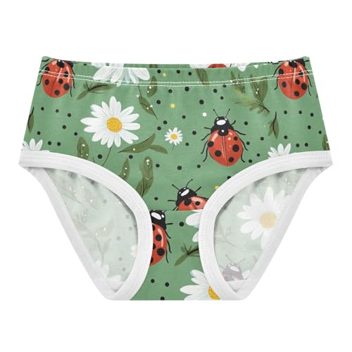 Wusikd Ladybugs Daisies Girls' Underwear Cotton Green Girls Briefs Soft Toddler Underwear 2T