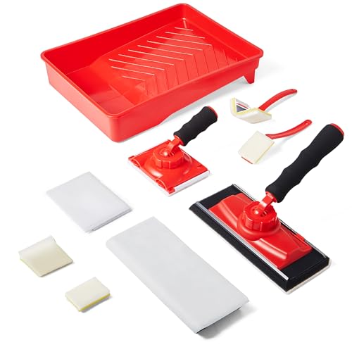 GESENWIN Paint Edger Tool Kit, 9 PCS Paint Edger with Trim, 9 Inch Paint Pad Set, Touch-Up Pad,Corner Wall and Ceiling Pad Painter,360° Rotation Handle Paint Edger Trimmer with Refill Pads
