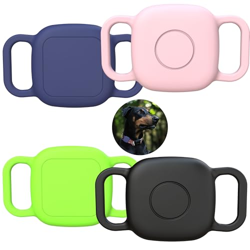 GudCoaks Dog Collar Holder Compatible with Life360 Tile Mate 2024/2022 Tracker 4-Pack Waterproof Soft Silicone Cover for Cat Pet Necklace Scratch Resistant Protective Case Accessorie for Anti-Lost