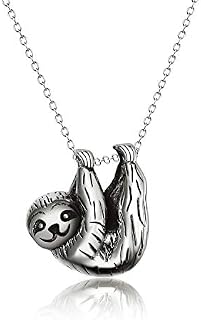 Sterling Silver Sloth Pendant Necklace Inspired Animal Jewellery for Women Girls