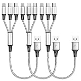 Multi Charging Cable, (3Pack 1FT) Short Multi USB Charger Cable Aluminum Braided 3 in 1 Universal Mu