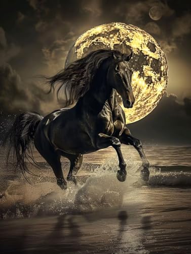 Broderie Diamant Cheval DIY : créez votre décoration murale en lune de cristal au salon