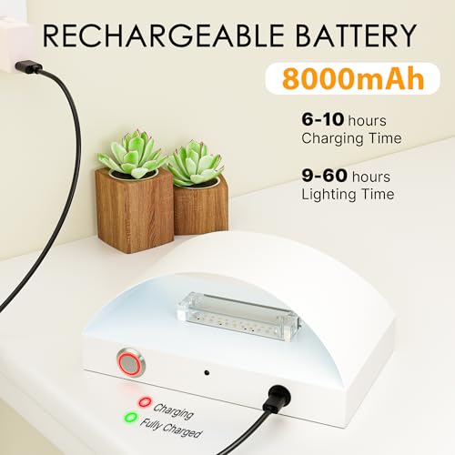 Image of FOLKSMATE Battery Operated Wall Sconces Set of 2, White Rechargeable Remote & Touch Wall Lamps, 3 Color Temperatures, Dimmable Lamp for Bedroom, Living Room, Hallway