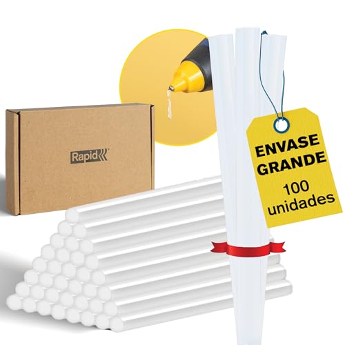 RAPID Barras de Cola Termofusible 7mm – Ø7 x 100mm, Barras de Silicona Transparente para Manualidades y Reparaciones, 100 uds, Sin Disolventes, Alta Concentración de Resina,Pistola de Cola No Incluida