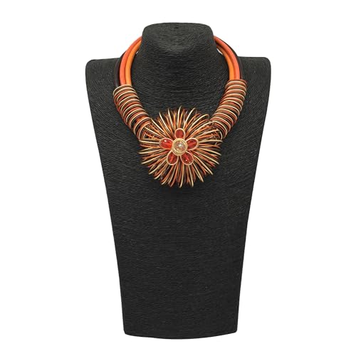 Statement African Necklace For Women African Jewelry Costume Earring Sets Tribal Fashion Colorful Big Rhinestone Crystal Pendent Collar Choker Bold Chunky Bib Handmade3