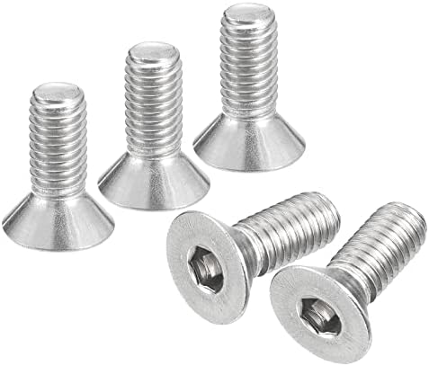 uxcell #10-32x1/2 Flat Countersunk Head Socket Cap Screws, 50Pcs 304 Stainless Steel Hex Socket Flat Head Screws, Full Thread, Countersunk Bolts