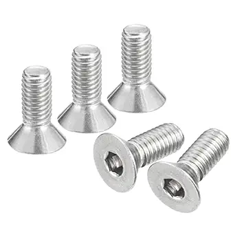 uxcell #10-32x1/2 Flat Countersunk Head Socket Cap Screws, 50Pcs 304 Stainless Steel Hex Socket Flat Head Screws, Full Thread, Countersunk Bolts