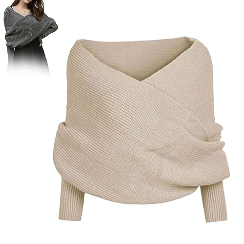 Hdnaihpp Snowfall Sweater Scarf with Sleeves, Women Knit Sweater Tops Scarf