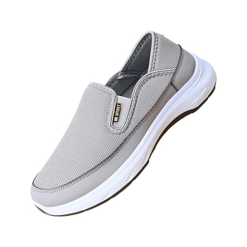Zapatos para hombre con estribo de un pie para hombre, tela de malla, cómodos, casuales, talla 10, gris, 39 1/3 EU