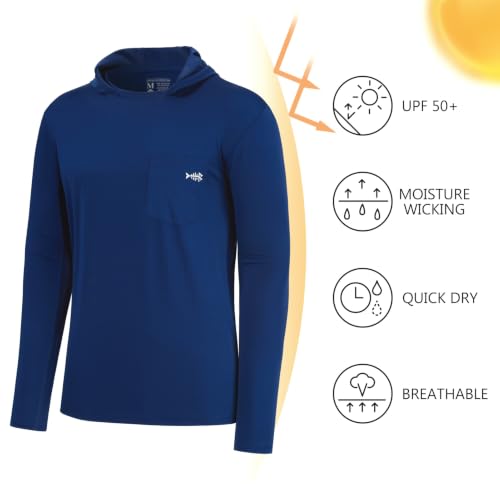 Image of BASSDASH Men's UPF 50+ Fishing Hoodie Shirts with Chest Pocket Lightweight UV Sun Protection Long Sleeve Hiking Sports FS34M