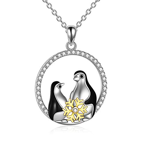 POTOPYY 925 Sterling Silver Animal Pendant Necklace Rabbit/Elephant/Penguin Jewelry Gifts for Women Mother White-2