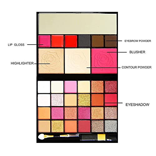 HUDA GIRL Beauty Professional Makeup Kit For Girls (Eyeshadow, Blush, Highlighter, Contour, Lip Gloss, Eyebrow Powder),Glossy Finish,1 Count - Image 2