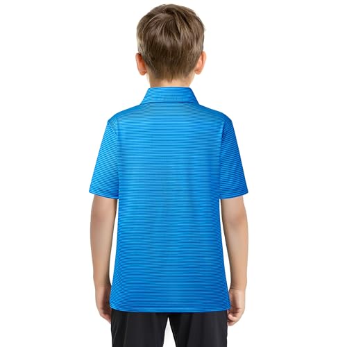 Image of Boys Polo Shirts Short Sleeve Striped Performance Moisture Wicking Dry Fit Golf Shirts for Boys Youth Kids