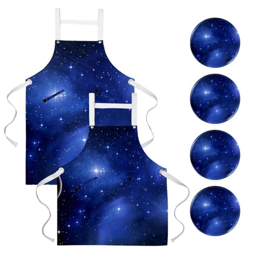 Tablier de cuisine pour le travail en bistrot motif Galaxie multicolore