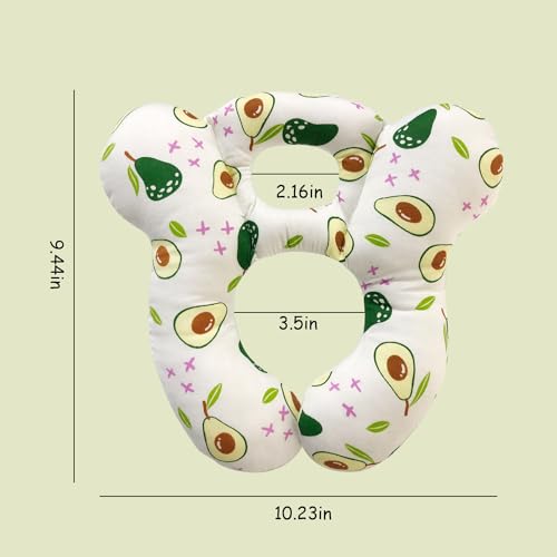Image of Baby Travel Pillow, Infant Kid's Cushion Soft and Skin Friendly for Car Seat, Pushchair and Stroller (White Avocado)