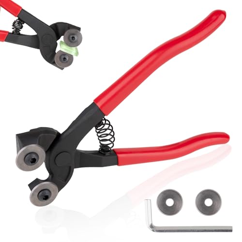 Glass Tile Nippers 7", Heavy Duty Wheeled Glass Mosaic Nipper,