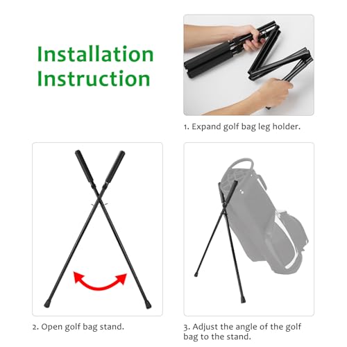 Weiguzc Foldable Legs Golf Bag Stand Attachment | Portable Lightweight Holder Stand For Mens Golf Bags | Prevent Cart Bag Falls And Club Damage thumb #5