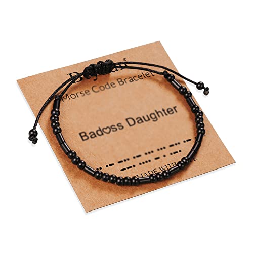 Morse Code Bracelets for Women Inspirational Gifts for Her Adjustable Black Adjustable Braided Men Bracelets Motivational Best Friend Birthday Gifts for Sister Daughter Mom Dad Christmas Jewelry…