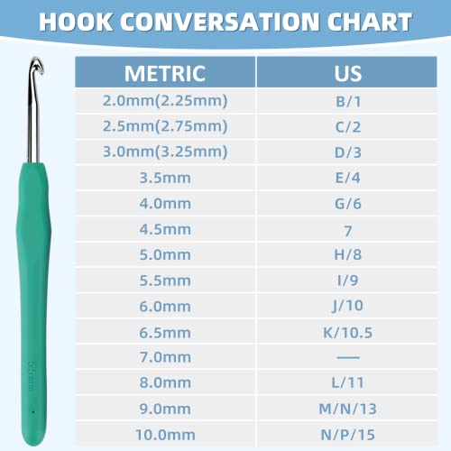 WISYOK 14 Size Crochet Hooks - Ergonomic Crochet Hooks Sets for Arthritic Hands, 2mm -10mm Crochet Needles for Crocheting, Crochet Kit for Beginners Adults - Thumbnail 3