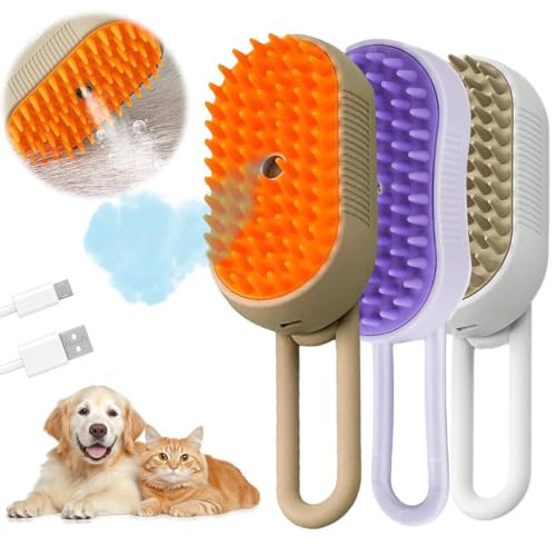 4 in 1 Cat Steam Brush for Shedding, 2025 New Rechargeable Steam ...