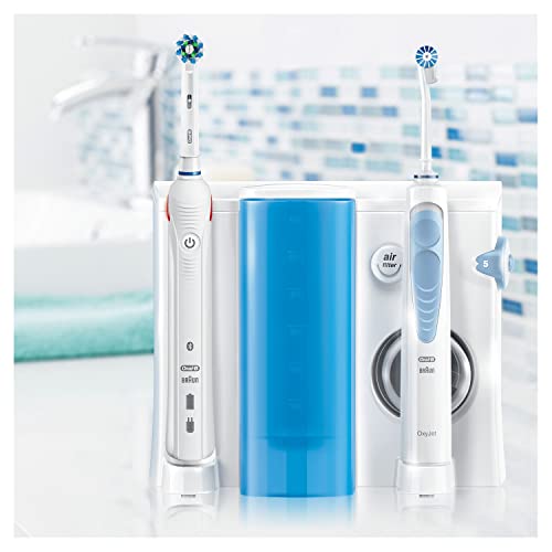 Oral-B Smart 5000 + Oxyjet Kit Brosse À Dent Electrique Rechargeable Avec Jet Dentaire Hydropulseur 1 Hydropulseur Oxyjet, 1 Manche De Brosse À Dents, 6 Brossettes, 4 Canules Oxyjet