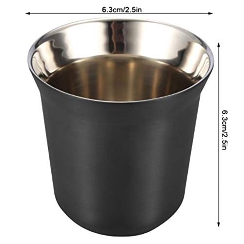 Grevis 2 paquetes de tazas de café dobles de acero inoxidable, 80 ml, para espresso, en polvo, tazas de café - Imagen 3
