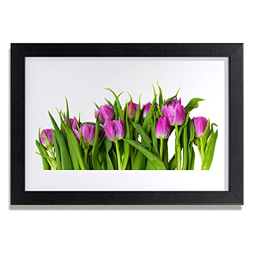 Affiche encadrée tulipes 30x20cm, cadre photo mural salon et décoration de fleurs