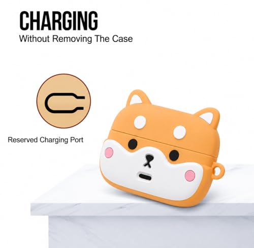 Image of Aniex Silicone Case Cover for realme Buds T500 Pro, Shockproof, Anti-Slip, Dustproof, Scratch Resistant, with Carabiner Hook, Full Body Protection (Rich Shiba)