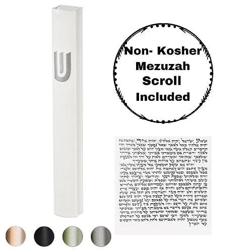 A&S Mezuzot Mezuza Aluminum Waterproof Case Peel & Stick Easy Installation Home Blessing (White, 5inch)