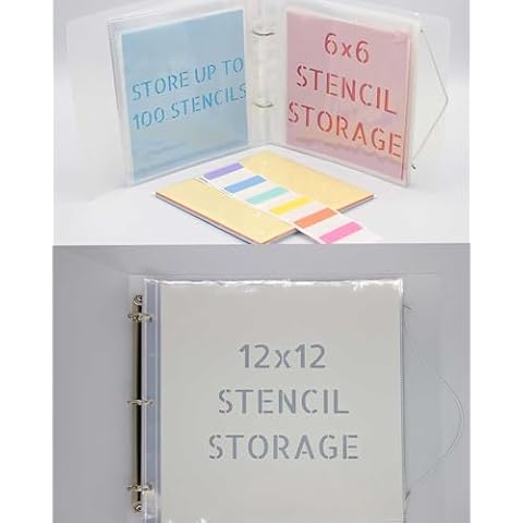 Ultimate Stencil Storage Bundle – Includes 6"x6" and 12"x12" Binders with 80 Clear Sheet Protectors (50 for 6"x6" and 30 for 12"x12") – Perfect for Organizing Stencils, Scrapbooking, Stamps, and Craft Cover
