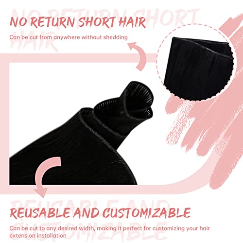 Fshine Weaving Hair Weft Extensions,14 Inch 50 g,Remy Human Hair Extensions,Color 1 Jet Black,Silky Soft Texture,No Damage Wear,for women - Image 3