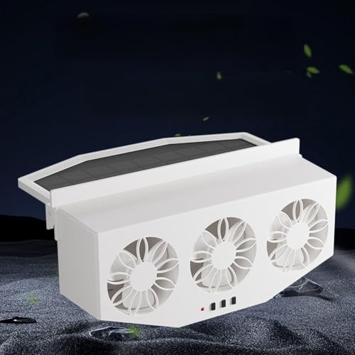 Ventilador de escape solar para coche, 3 cabezales, circulación de aire de alto viento, ventilador de ventilación para extracción de humo de techo corredizo de coche (solar blanco)