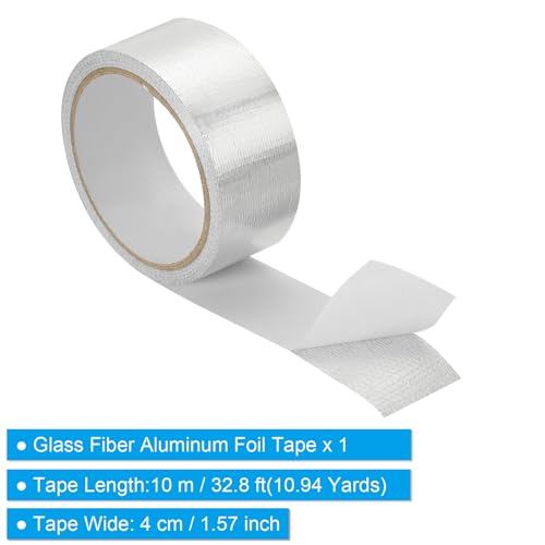 Image of PATIKIL Duct Tape, 1.57 Inch x 32.8 Ft(10.94 Yards) 5.91 Mil Heavy Duty Aluminum Foil Tape Waterproof Glass Fiber Insulation Heat Resistant for Ductwork HVAC Sealing Patching, 1 Roll