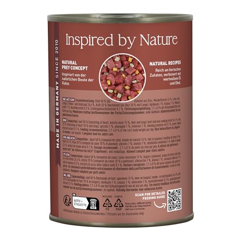 catz finefood N° 7 Rind & Kalb Feinkost Katzenfutter nass, verfeinert mit Aprikose & Ananas, 6 x 400g Dosen