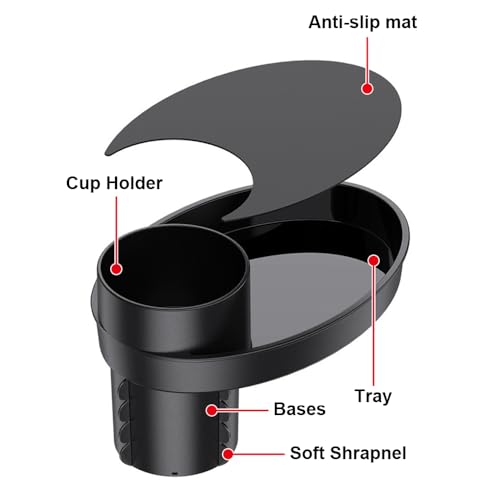 Image of Shkalacar Car Seat Snack Tray - Travel Tray Cup Holder for Kids Car Seat, with Plate Organizer Rotatable Carseat Cup Holder with Food Trays