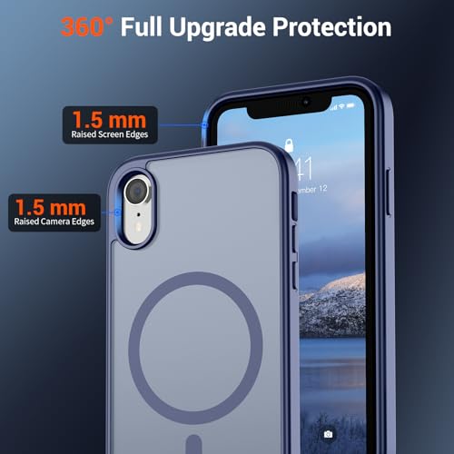 Image of SUPFINE Magnetic for iPhone XR Phone Case Lavender Gray | Translucent Matte, Compatible with MagSafe, Military Grade Drop Proof, Rugged Shockproof Protective