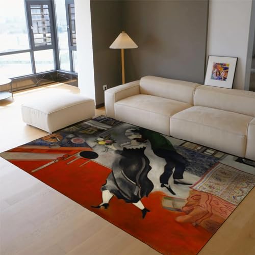 Tapis antidérapant Marc Chagall grand format pour salon et chambre